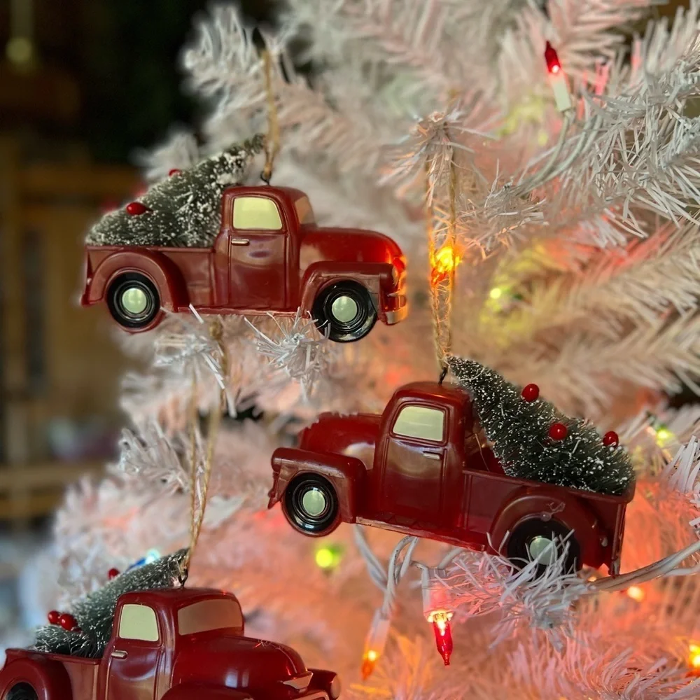 ❤️ 3x Red Truck Christmas Tree Ornaments‼️FINAL
